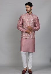 Pink Embroidered Kurta Jacket Set