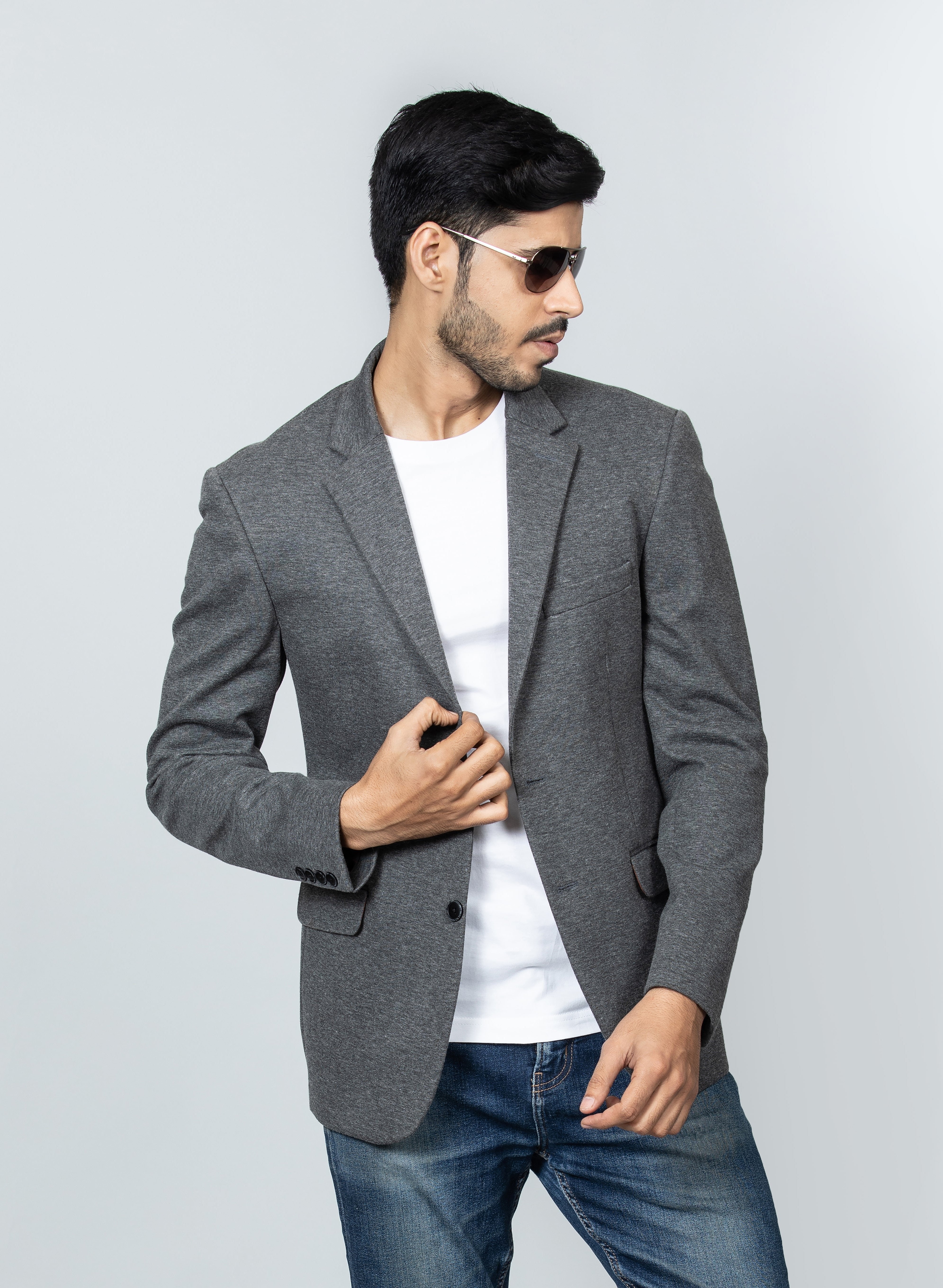 Grey Knitted Blazer