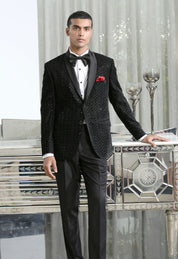 Black Embroidered Designer Tuxedo Suit