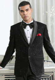 Black Embroidered Designer Tuxedo Suit