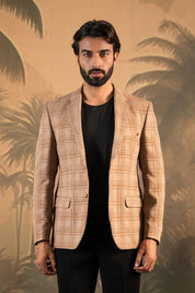 Broad Check Beige Blazer