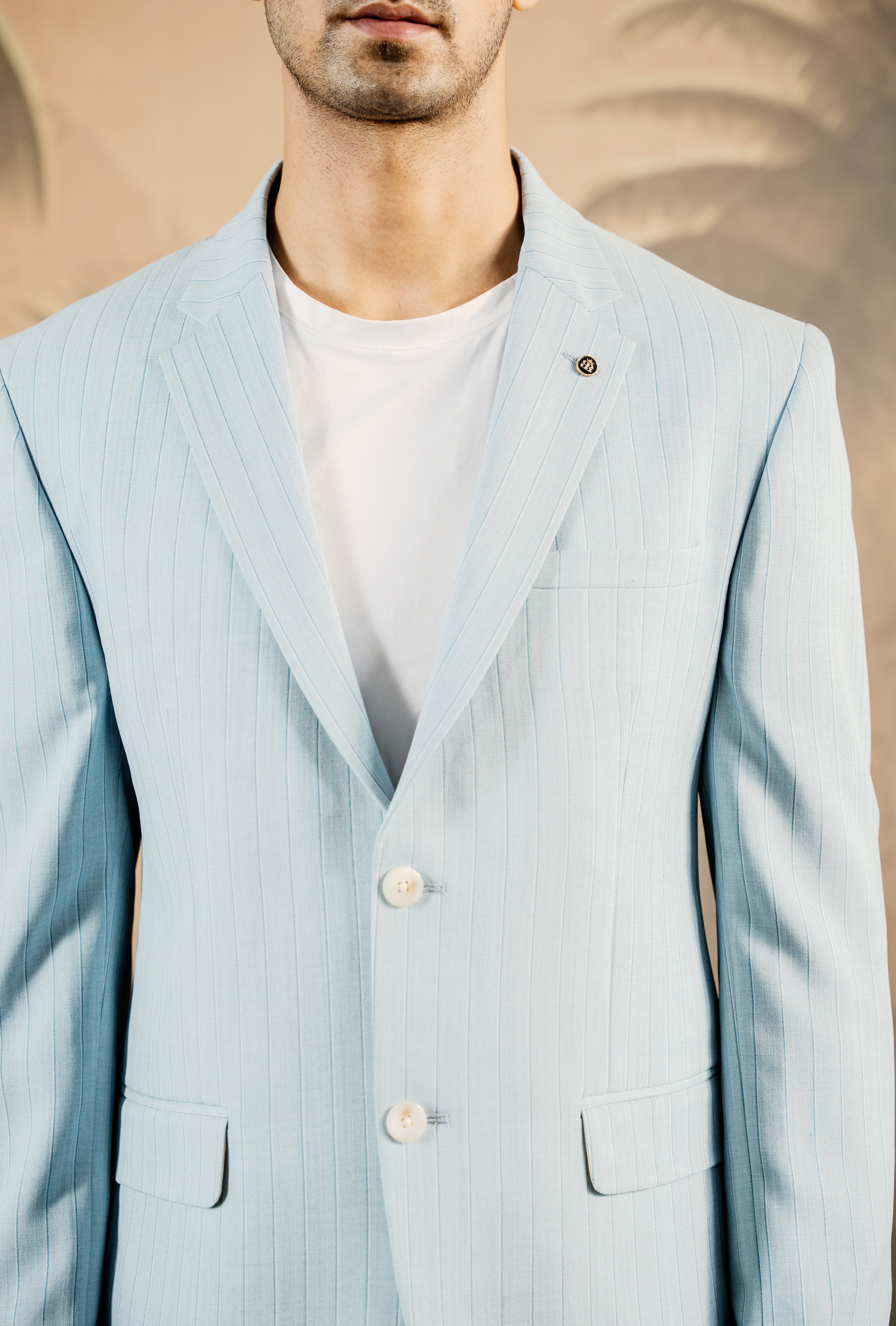 Sky blue Striped Blazer