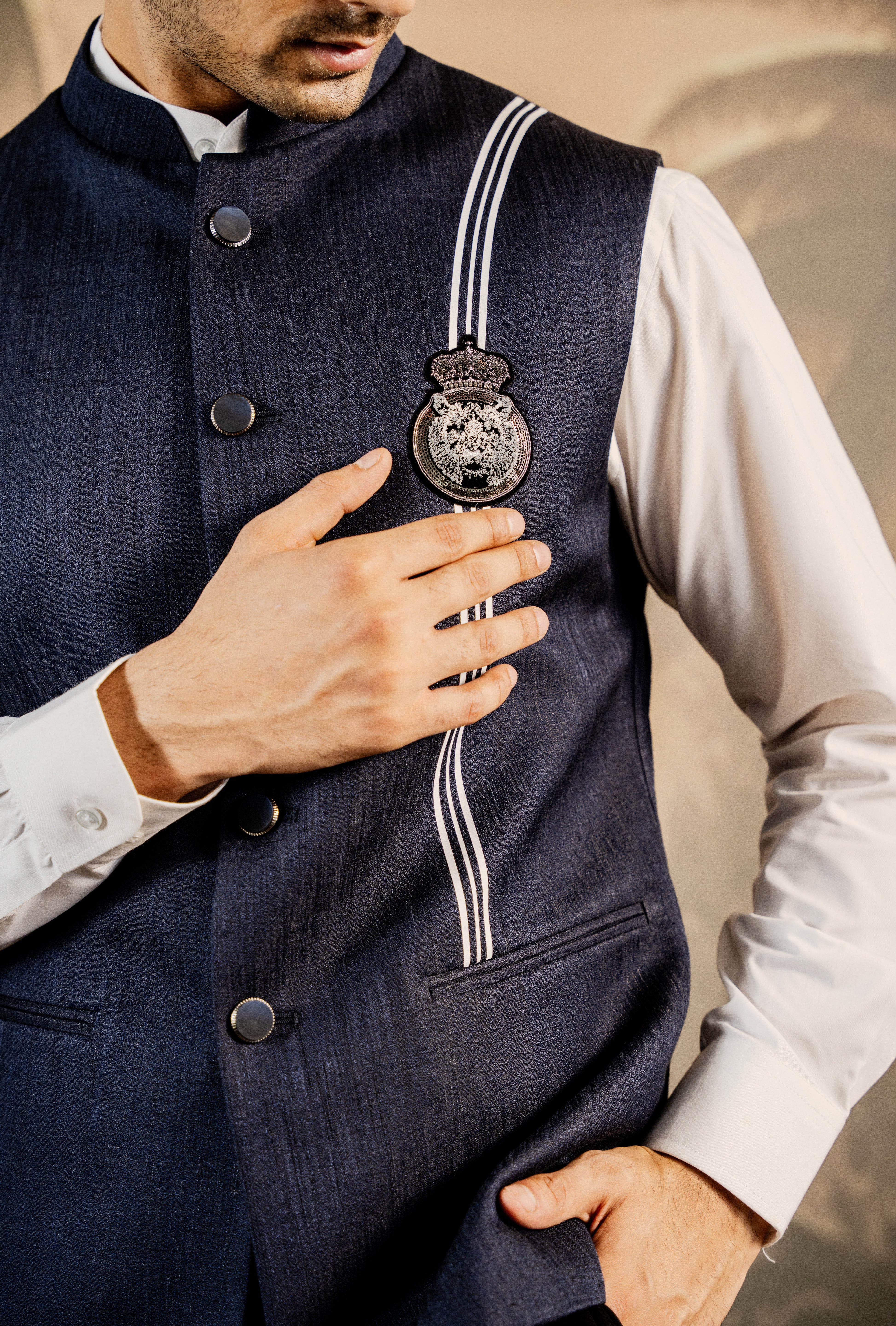 Navy blue Embroidered jacket