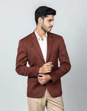 Single Breasted Brown Knitted Blazer