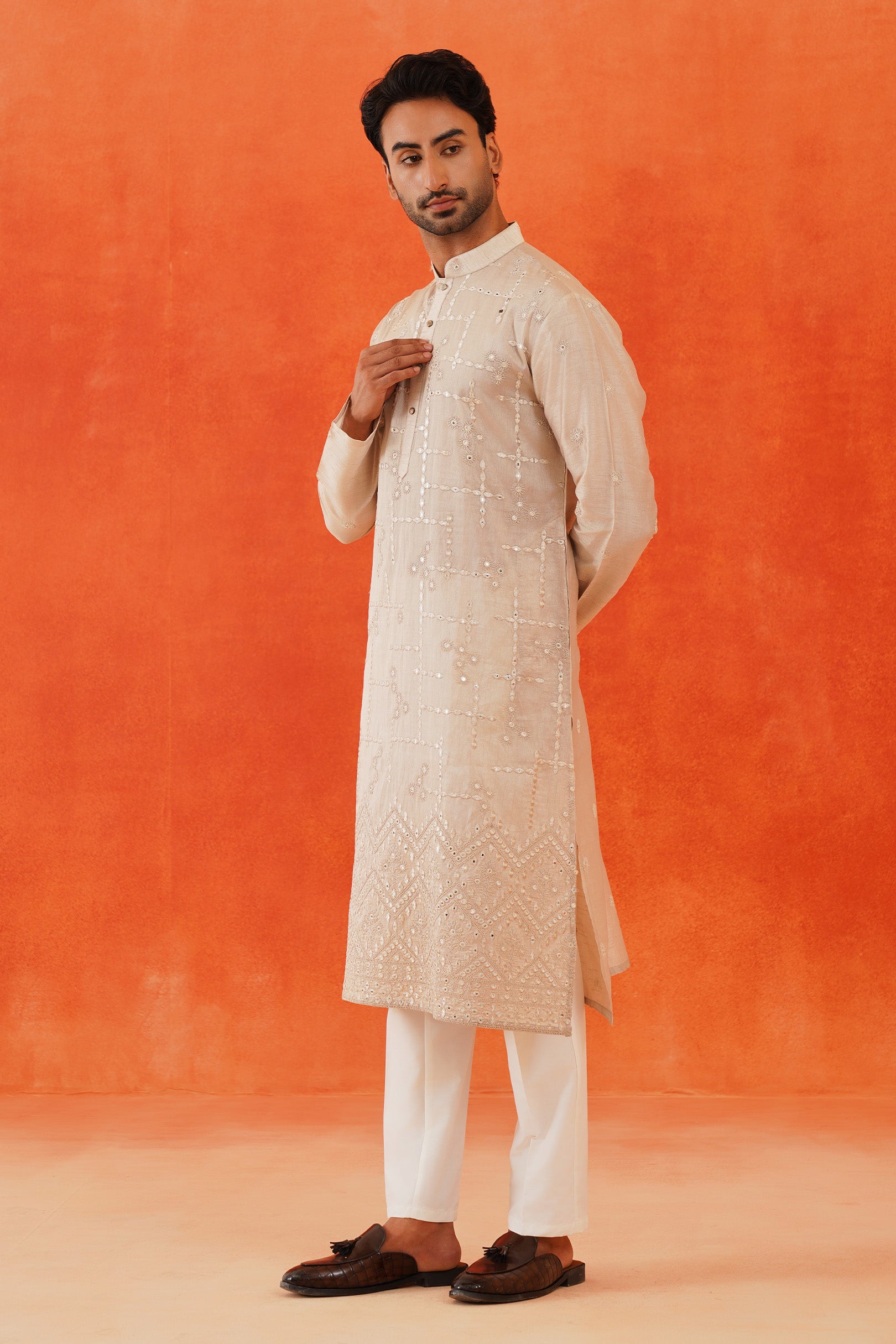 Trendy Beige Kurta Set - Modern Indian Fashion