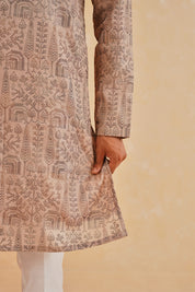 Elegant Beige Embroidered Kurta Pyjama Set - Indian Ethnic Wear