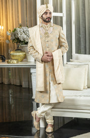 Beige Silk Sherwani - Festive Indian Wear