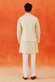 Trendy Beige Kurta Jacket Set - Contemporary Indian Fashion