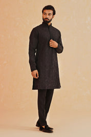 Men's Black Kurta Pyjama Set - Comfortable and Stylish

