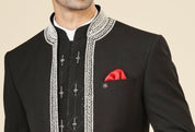 Stylish Black Designer Bandhgala with Embroidery - Perfect for Weddings and Parties

