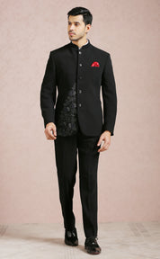 Black Embroidered Bandhgala