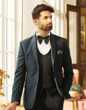 Textured Teal Jacquard Designer Suit