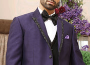 Solid Purple Men's Designer Suit with Embroidery