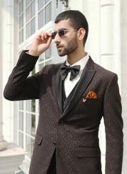 Brown Textured Designer Suit