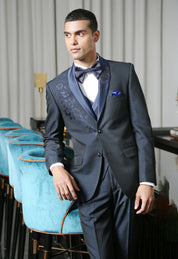 Navy Designer Suit with Embroidered Motif