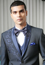 Navy Designer Suit with Embroidered Motif