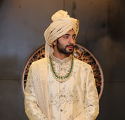 Floral Embroidered Sherwani with Matching Dupatta