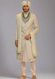 Pista Embroidered Sherwani