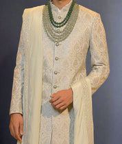 Pista Embroidered Sherwani