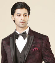 Wine Full Embroidered Velvet Men's Suit