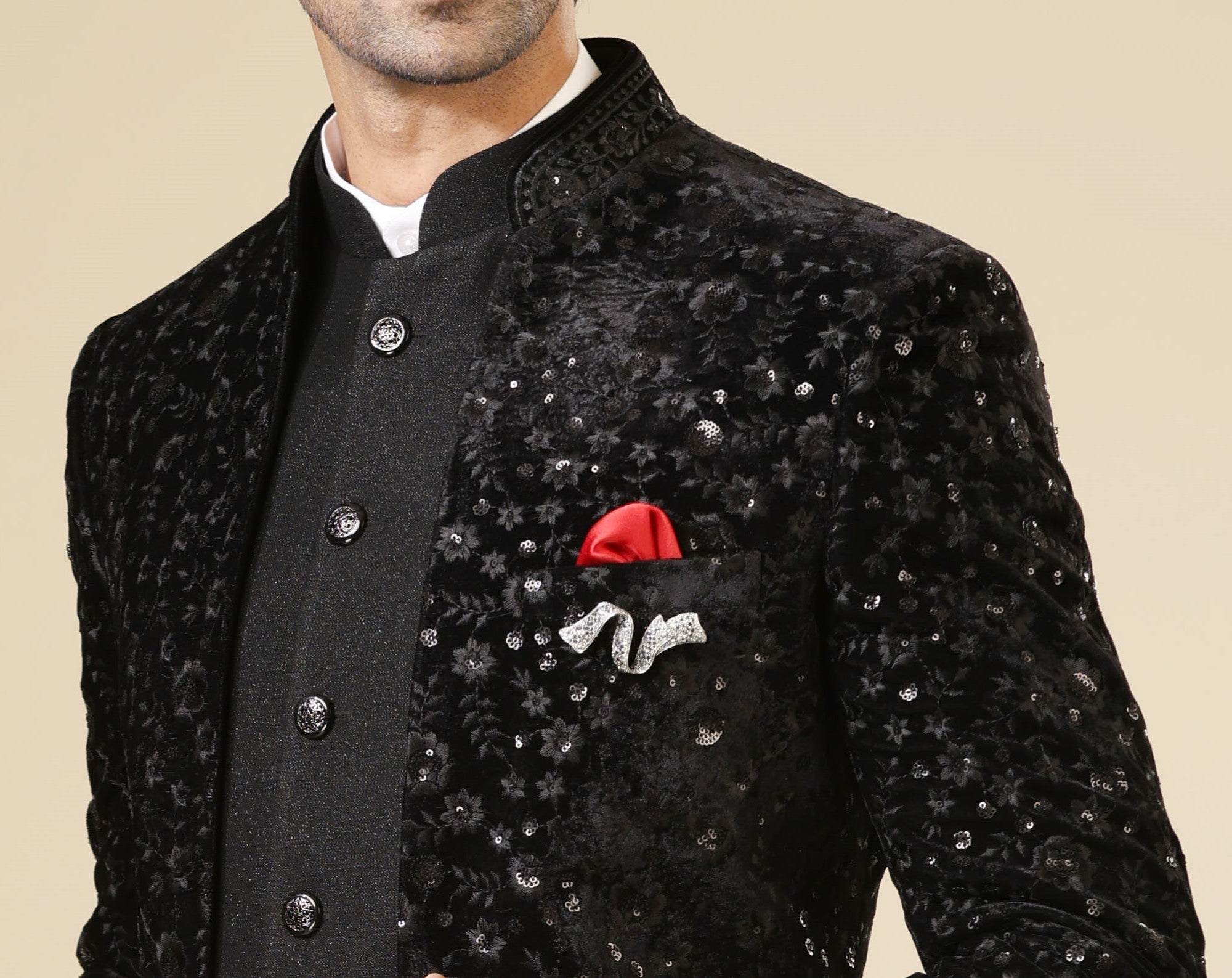 Black Indo Western with Sequin Embroidery