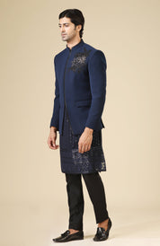 Floral Embroidered Long Kurta with Bandhgala