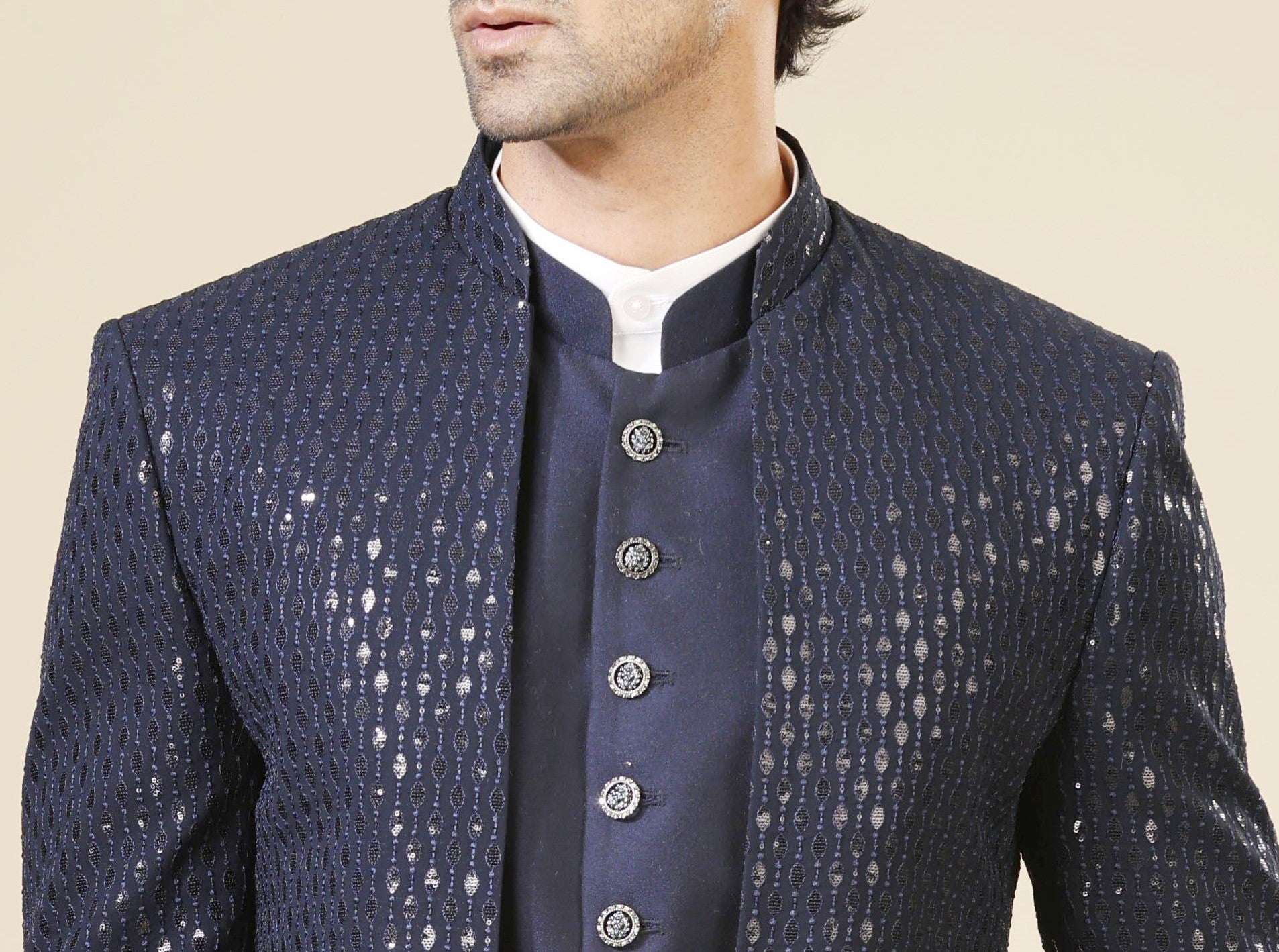 Navy Embroidered Indo-Western