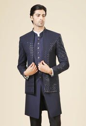 Navy Embroidered Indo-Western