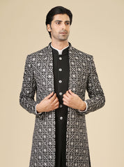 Black Velvet Indo Western with Embroidery