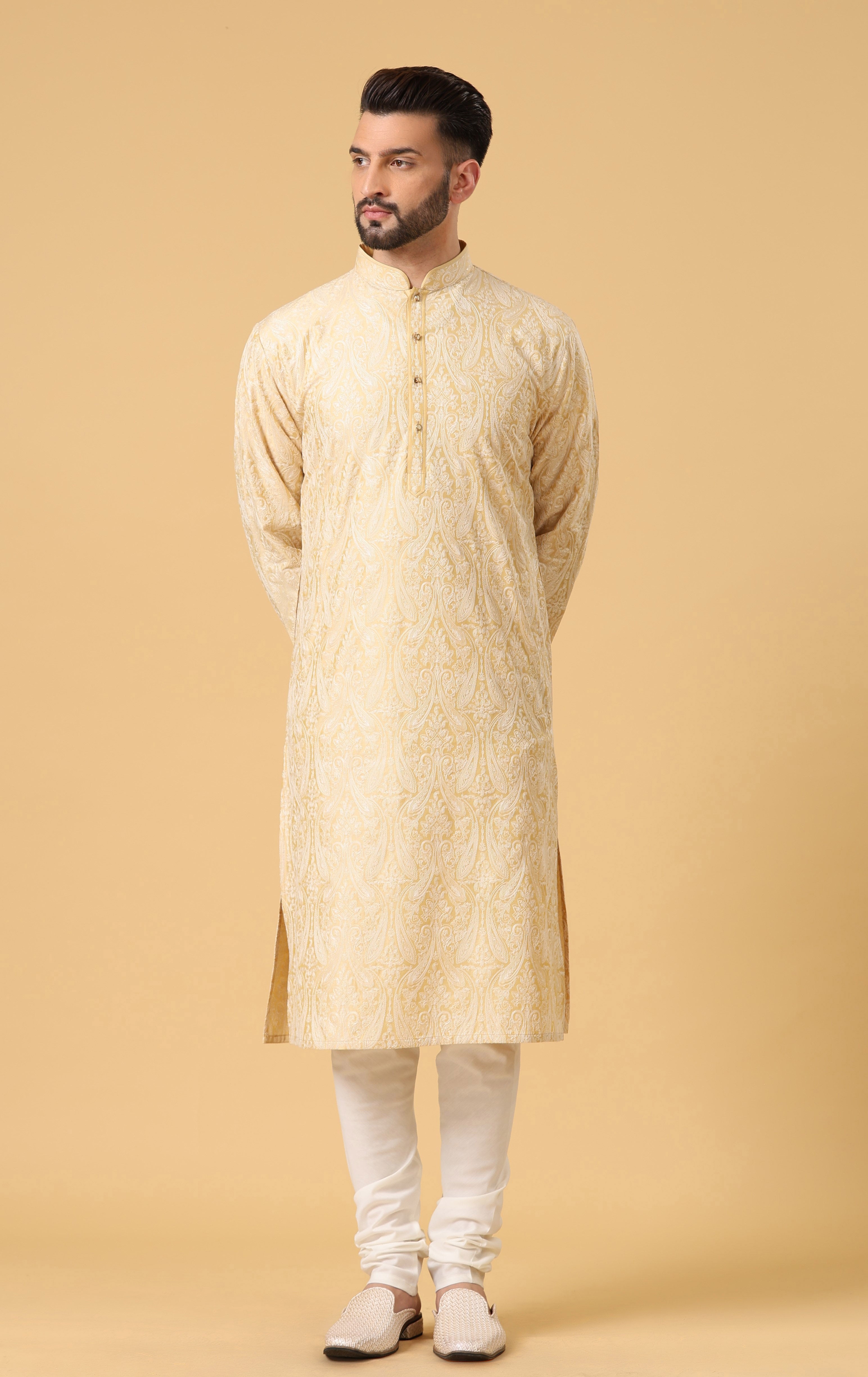 Full Embroidered Yellow kurta set