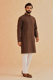 Men's Brown Kurta Pyjama Set - Comfortable and Stylish

