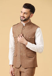 Brown Linen Bundi