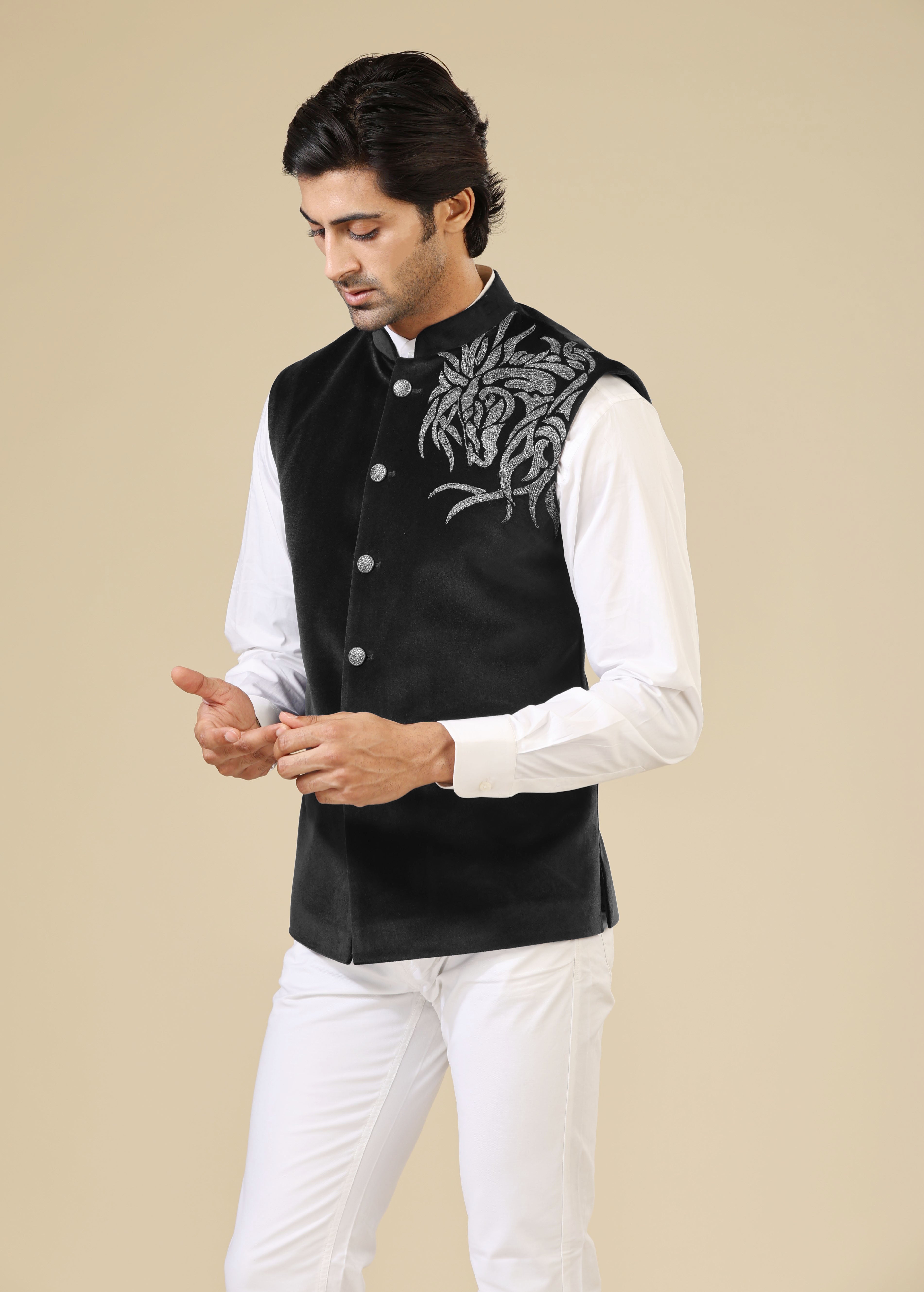 Buy Nehru Jackets Online BUNDI for Men Nehru Jacket Modi Jackets for Men Online Bonsoir Tagged Size 44