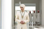 Trendy Cream Jacquard Sherwani - Modern Indian Fashion

