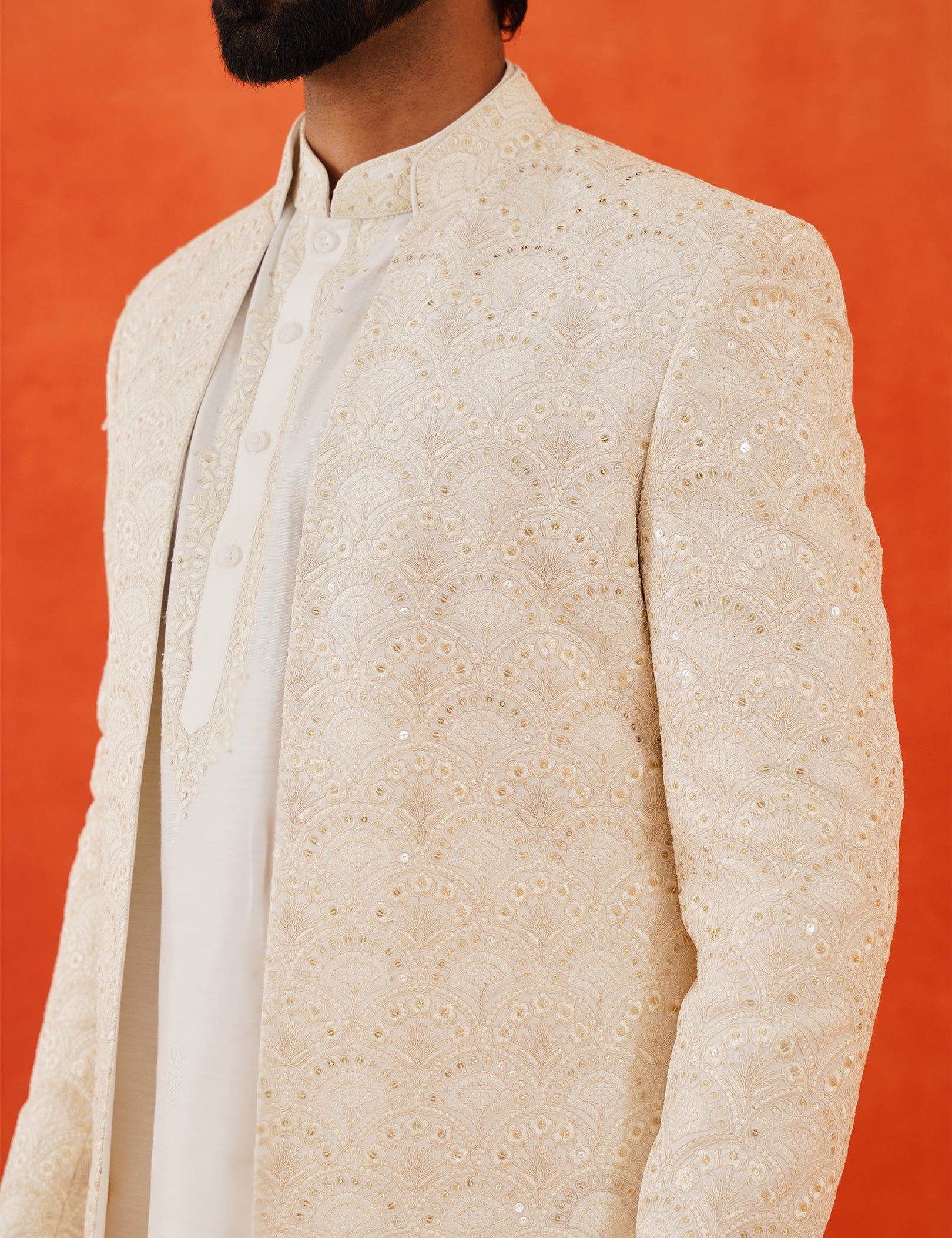 Stylish Cream Indo-Western with Dhoti - Perfect for Weddings and Parties

