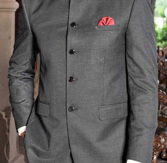 Classic Dark Grey Bandhgala Suit