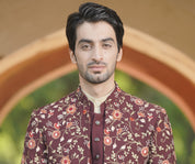 Wine Colored Floral Indo Western