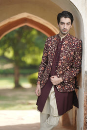 Wine Colored Floral Indo Western