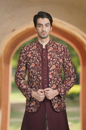 Wine Colored Floral Indo Western