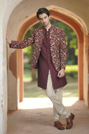 Wine Colored Floral Indo Western