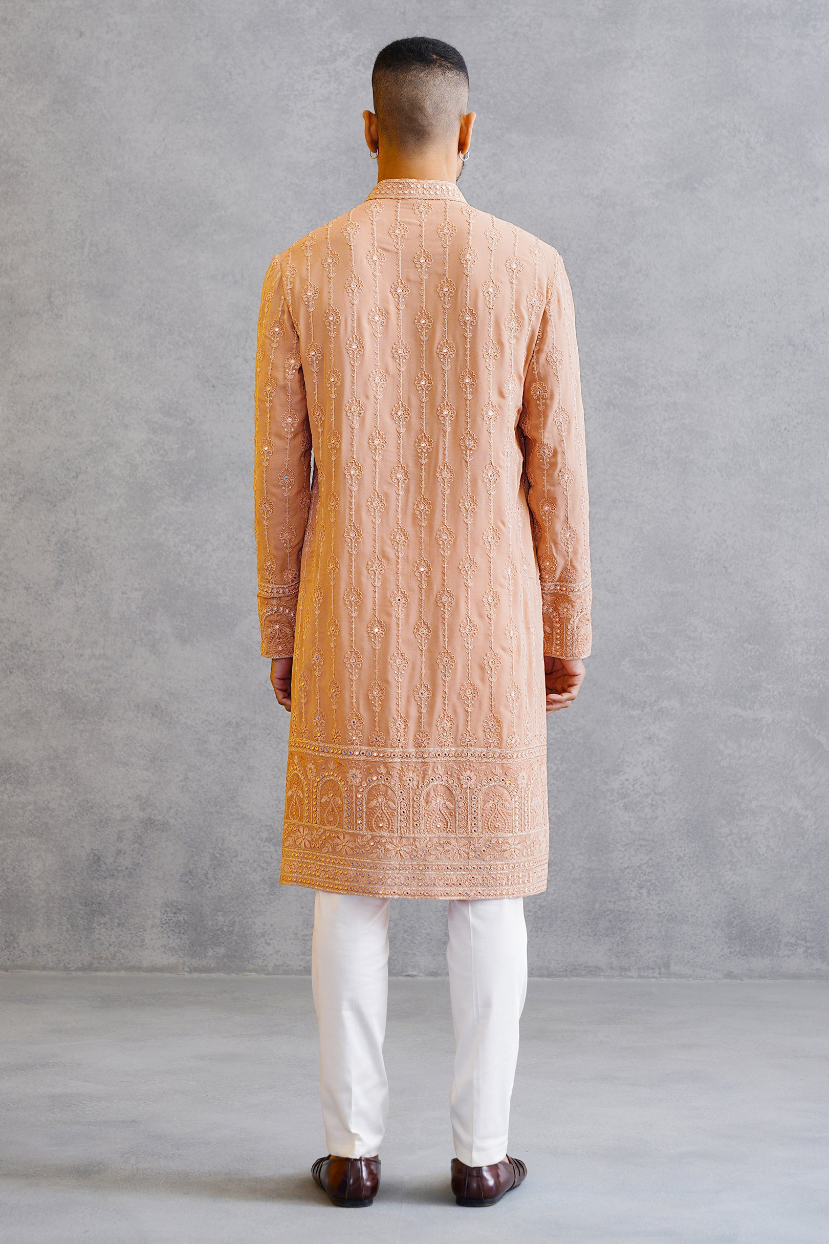 Peach Embroidered Kurta Set