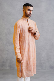 Peach Embroidered Kurta Set