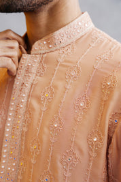 Peach Embroidered Kurta Set