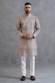 Beige Embroidered Kurta Set