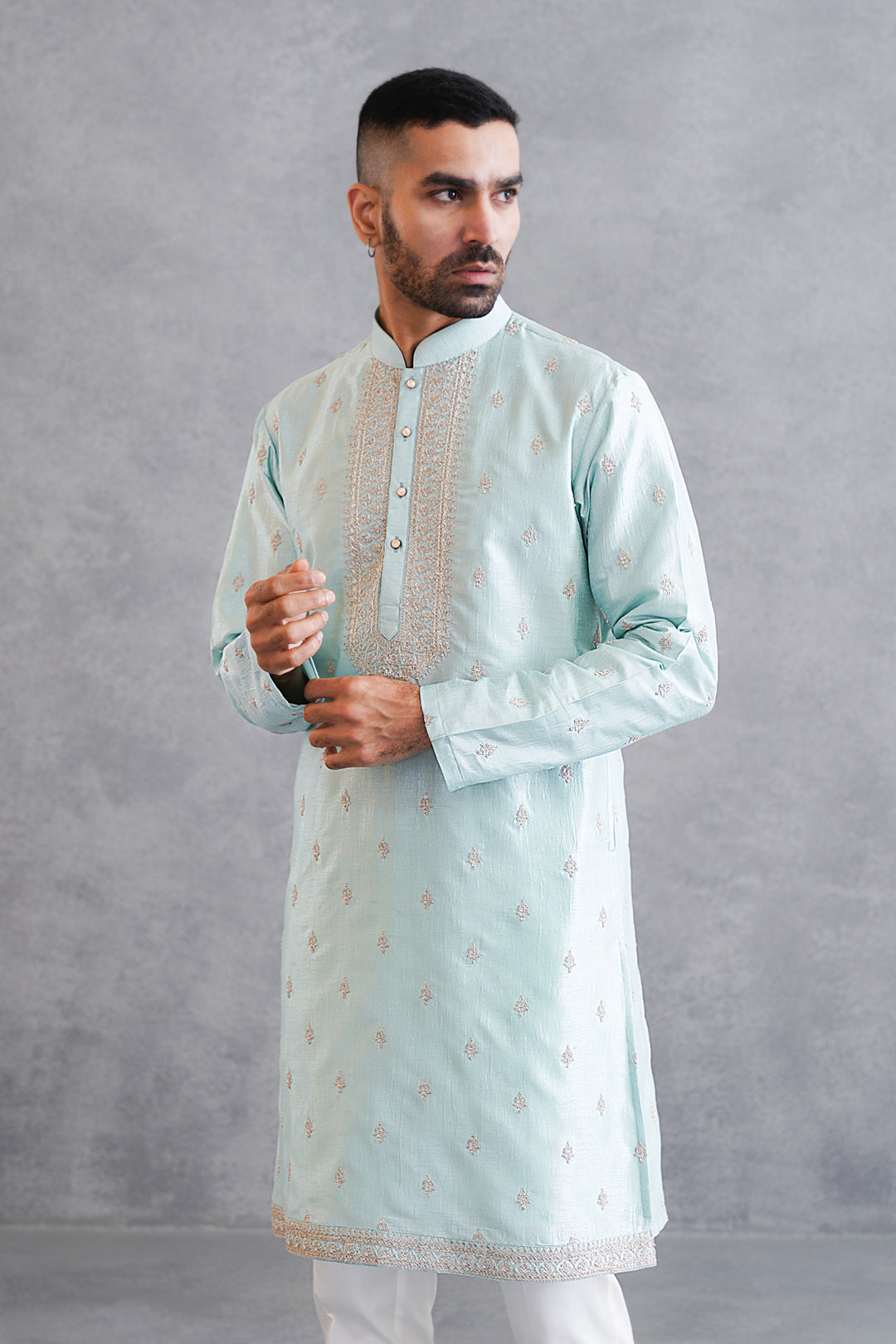 Sky Blue Embroidered Kurta Set