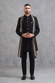 Solid Black Indo Western with Dupatta