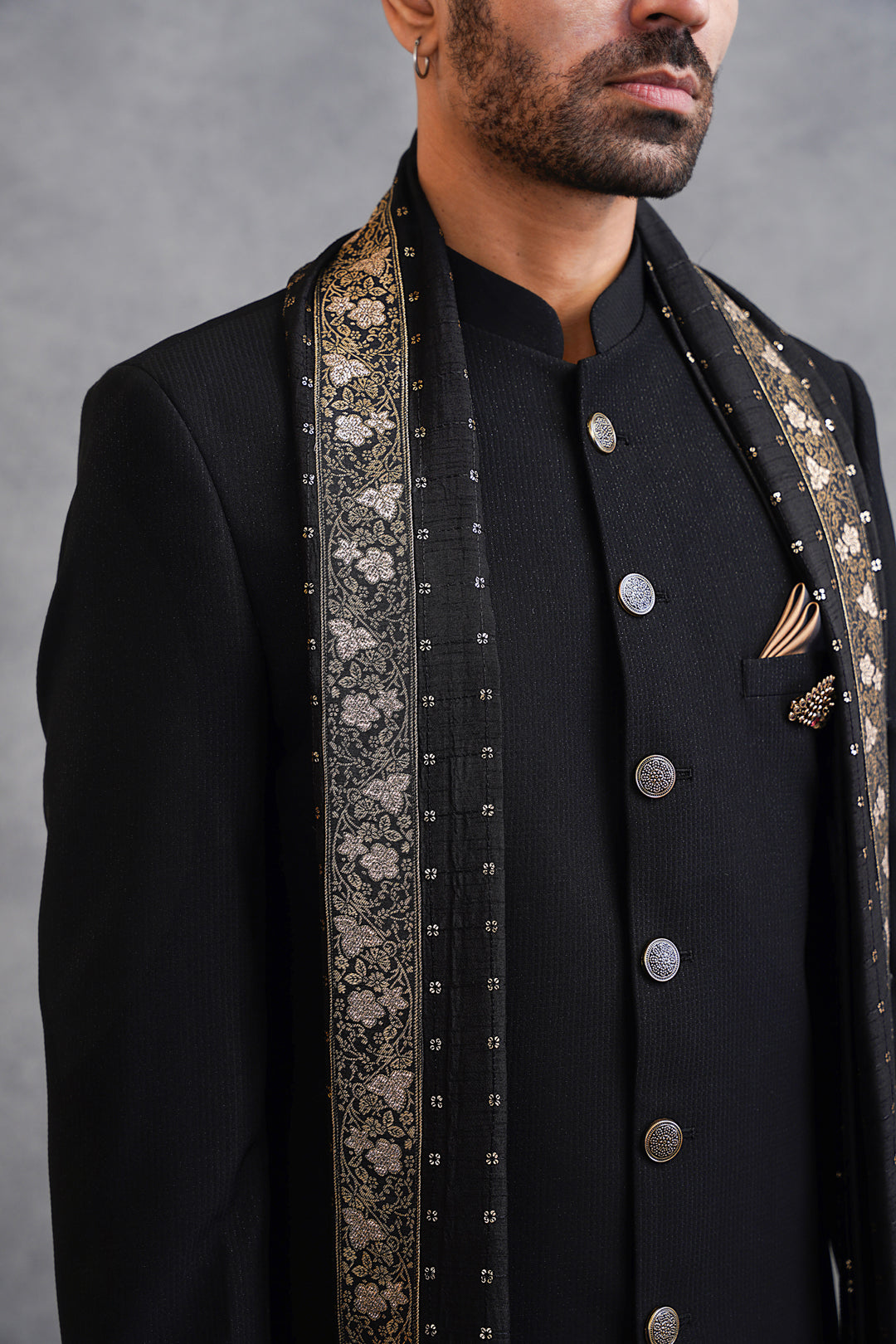 Solid Black Indo Western with Dupatta