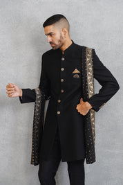 Solid Black Indo Western with Dupatta