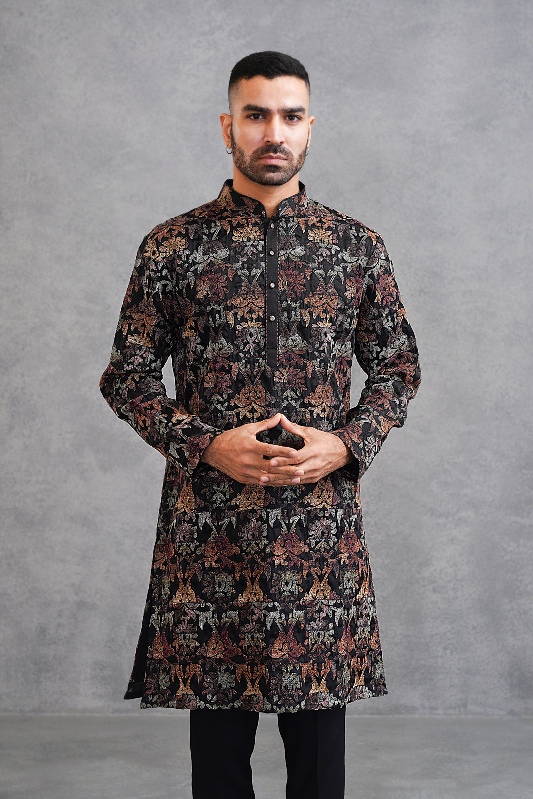 Black Kurta Set with Multicolored Dori Work