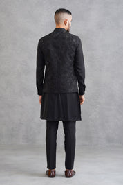 Black Embroidered Kurta Bundi Set